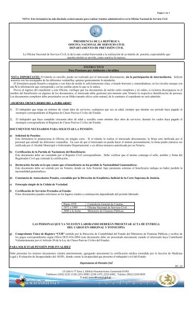 PRESIDENCIA DE LA REPÚBLICA OFICINA NACIONAL DE ... - onsec