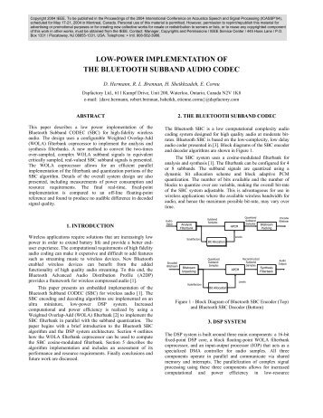 Low-Power Implementation of the Bluetooth Subband Audio Codec