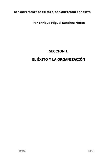 SECCION I. EL ÉXITO Y LA ORGANIZACIÓN - onsec