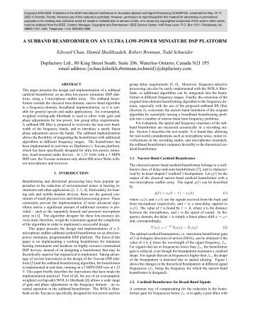 A Subband Beamformer on an Ultra Low-Power Miniature DSP ...