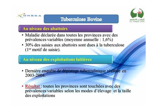 Situation sanitaire du cheptel bovin au Maroc - ONSSA