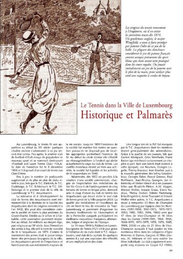 Le Tennis dans la Ville de Luxembourg Historique et ... - Ons Stad