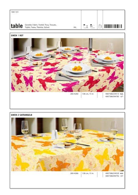 Fleckgeschützte Tischbeläge Stain-resistant table coverings Antivlek ...