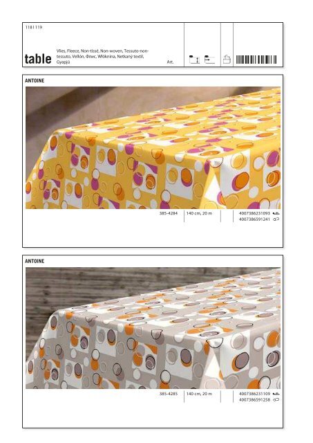 Fleckgeschützte Tischbeläge Stain-resistant table coverings Antivlek ...