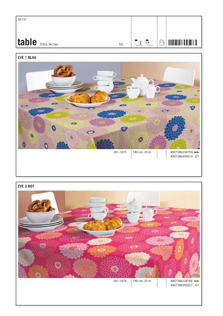 Fleckgeschützte Tischbeläge Stain-resistant table coverings Antivlek ...