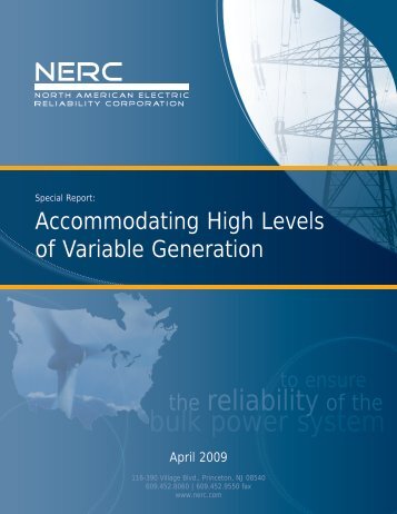 Accommodating High Levels of Variable Generation - NERC
