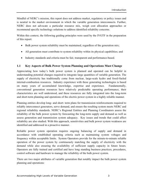 Accommodating High Levels of Variable Generation - NERC