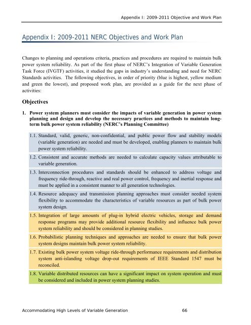 Accommodating High Levels of Variable Generation - NERC