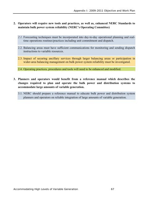 Accommodating High Levels of Variable Generation - NERC