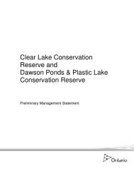 Dawson Ponds and Plastic Lake Conservation ... - Ontario Parks