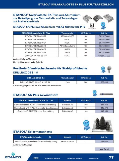 ETASOL® Solarprogramm - zur ETASOL