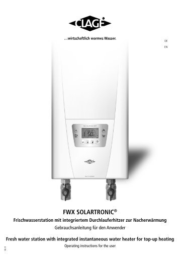 FWX SOLARTRONIC® Frischwasserstation mit ... - Clage GmbH