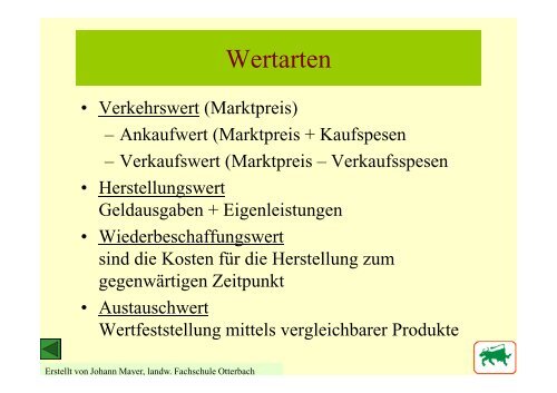 Abschreibung - Landwirtschaftliche Berufs- und Fachschulen