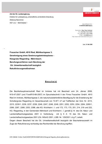 Kiesgrube Riegarding - Mehrnbach - OÃ¶. Umweltanwaltschaft