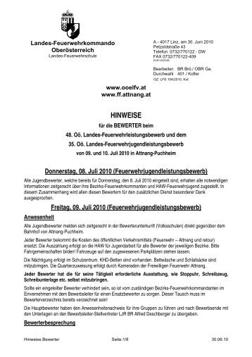 HINWEISE - OberÃ¶sterreichischer Landesfeuerwehrverband