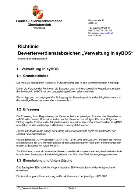 Richtlinie Bewerterverdienstabzeichen âVerwaltung in syBOSâ