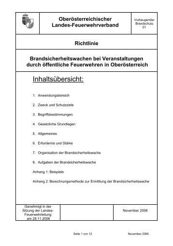 InhaltsÃ¼bersicht: - OberÃ¶sterreichischer Landesfeuerwehrverband