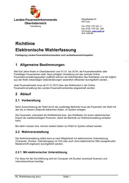 Richtlinie Elektronische Wahlerfassung - OberÃ¶sterreichischer ...