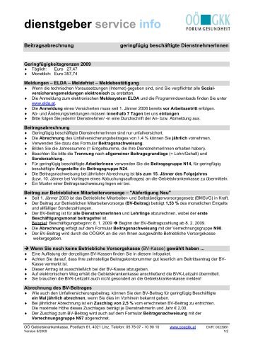 dienstgeber service info - OÃGKK