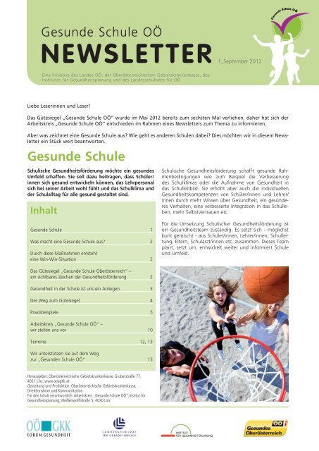 Newsletter "Gesunde Schule OÃ" 1/2012 - OÃGKK