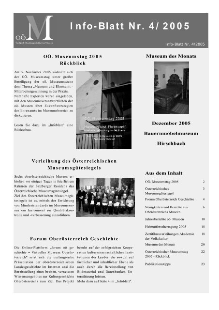 Museumsinfoblatt Nr. 04/2005 - OberÃ¶sterreichischer ...
