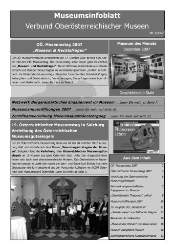 Museumsinfoblatt Nr. 04/2007 - OberÃ¶sterreichischer ...