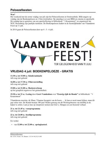 Peloezefeesten VRIJDAG 5 juli: BOEKENPELOEZE ... - Oostrozebeke