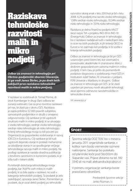 Obvestila januar 2011 - ObmoÄna obrtno-podjetniÅ¡ka zbornica TrÅ¾iÄ