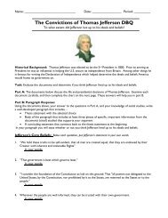 The Convictions of Thomas Jefferson DBQ