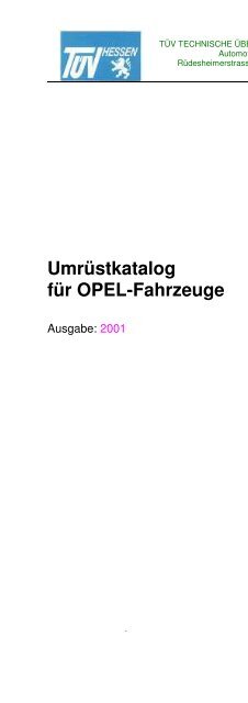 UmrÃ¼stkatalog 2001 - Opel-Infos.de