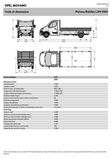 Opel Movano - ChÃ¢ssis Cabine Benne Basculante