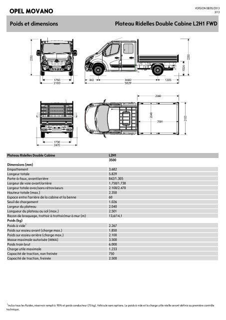 Opel Movano - ChÃ¢ssis Cabine Benne Basculante