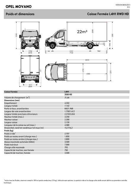 Opel Movano - ChÃ¢ssis Cabine Benne Basculante