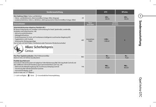 Opel Astra GTC Preisliste