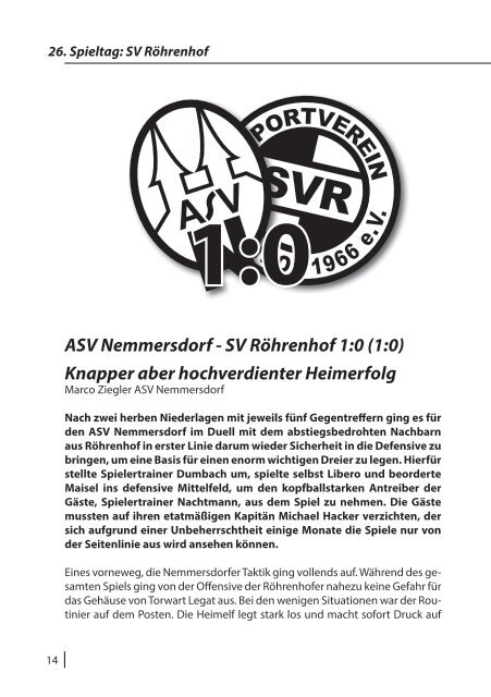 LaOLA - Das Vereinsmagazin des ASV Nemmersdorf - Ausgabe 12 vom 11.5.2014