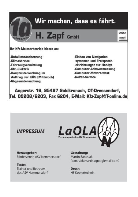 LaOLA - Das Vereinsmagazin des ASV Nemmersdorf - Ausgabe 12 vom 11.5.2014