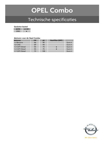Opel Combo Gesloten Bestel