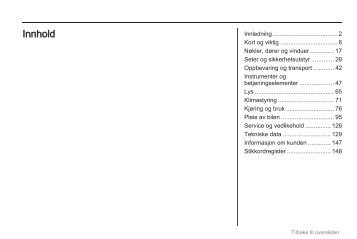 Se instruksjonsbok - Opel Norge
