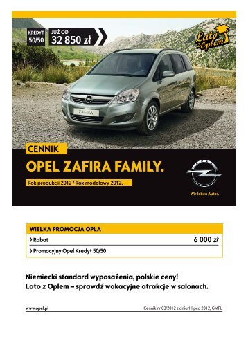 Opel Zafira Family cennik 2012 - Opel Polska