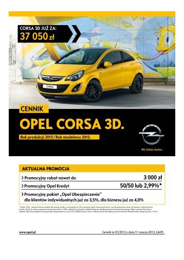 Opel Corsa 3-drzwiowy cennik 2013 - Rok modelowy ... - Opel Polska