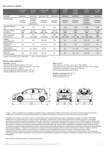Opel Meriva cennik 2012 - Rok modelowy 2013 - Opel Polska