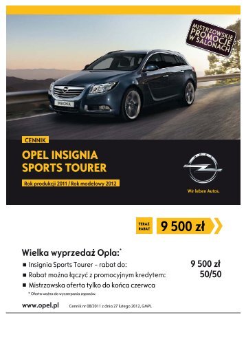 Opel Insignia Sports Tourer cennik 2011 - Rok ... - Opel Polska