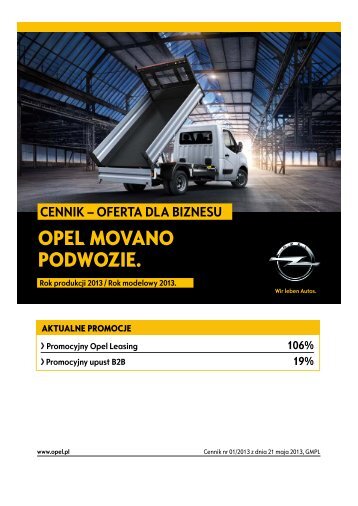 Cennik Movano Podwozie - Oferta dla biznesu RP13 - Opel Polska