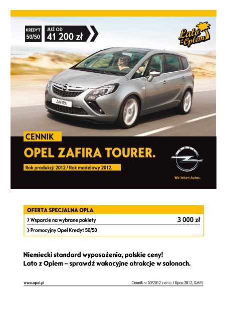 Opel Zafira Tourer Cennik 12 Opel Polska
