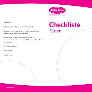 Checkliste Ferien - Baby-Rose