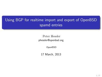 Using BGP for realtime import and export of OpenBSD spamd entries