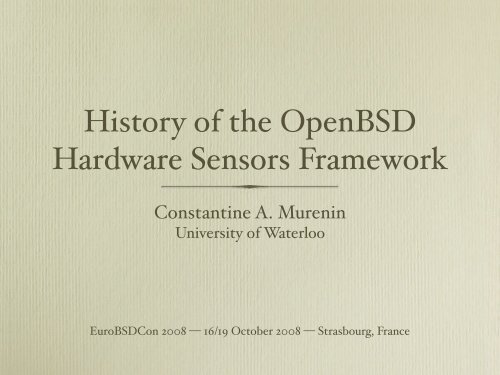 History of the OpenBSD Hardware Sensors Framework