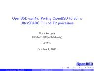 OpenBSD/sun4v: Porting OpenBSD to Sun's UltraSPARC T1 and T2 ...