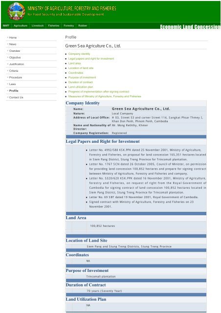 Green Sea Agriculture Co Ltd Open Development Cambodia