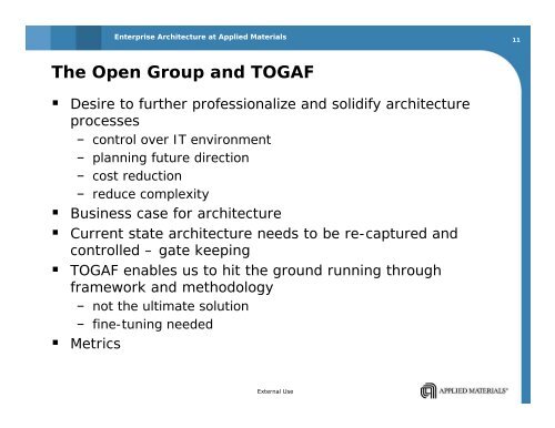 Enterprise Architecture at Applied Materials - The Open Group